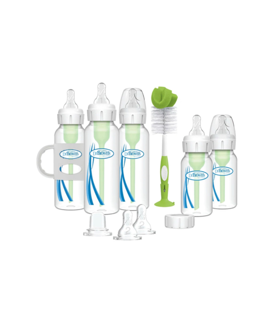 created by photogrid Dr. Brown's Anti-Colic Options+ Narrow Bottle to Sippy Gift Set - Green/Clear - Image 1